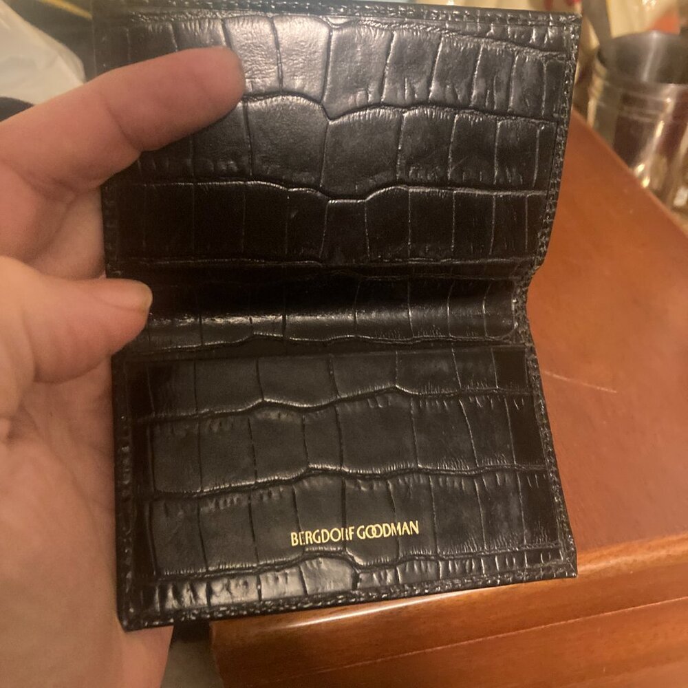 Men's Bergdorf goodman Croc-Embossed Card Case - Picture 5 of 5